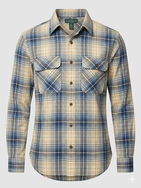 Lauren Ralph Lauren Blue Plaid Button Down Utility Shirt - Size M